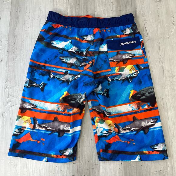 ZeroXposur Blue Orange Sharks Board Short Lined Drawstring Swim Shorts XL 18/20 - Picture 2 of 6